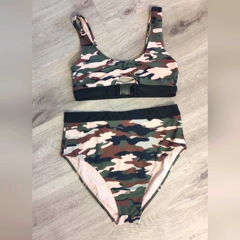 Camo Snaps Two Piece Bikini Set